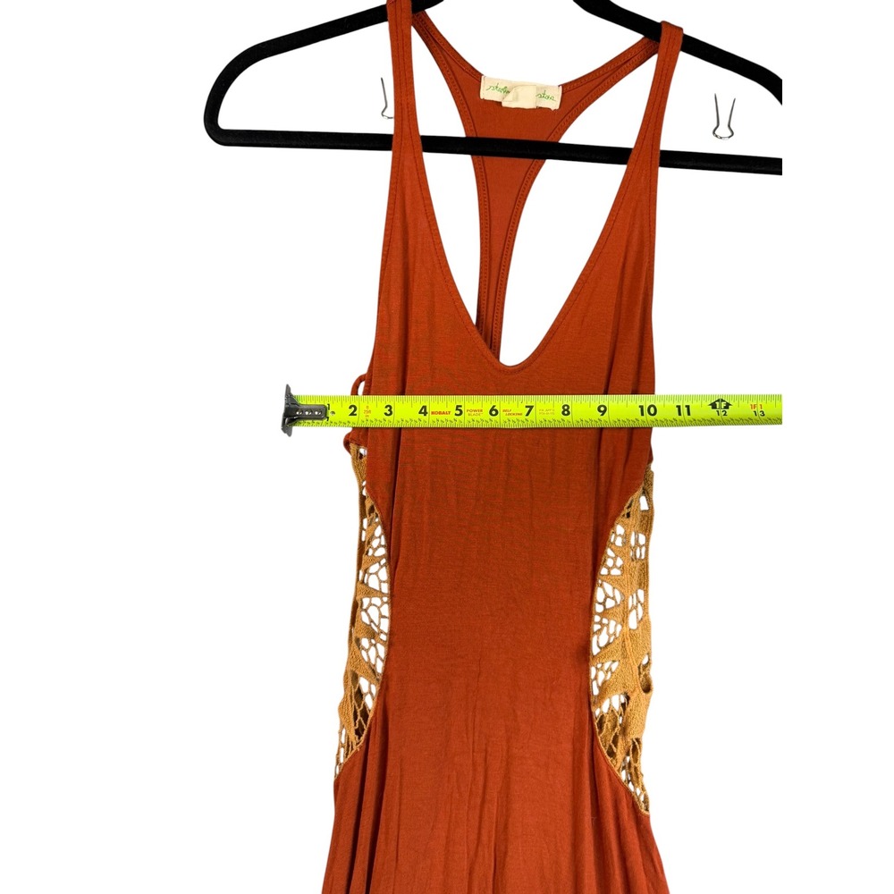 Staring at Stars Burnt Orange Crochet Side Panel Racerback Maxi Dress XS - Picture 4 of 6